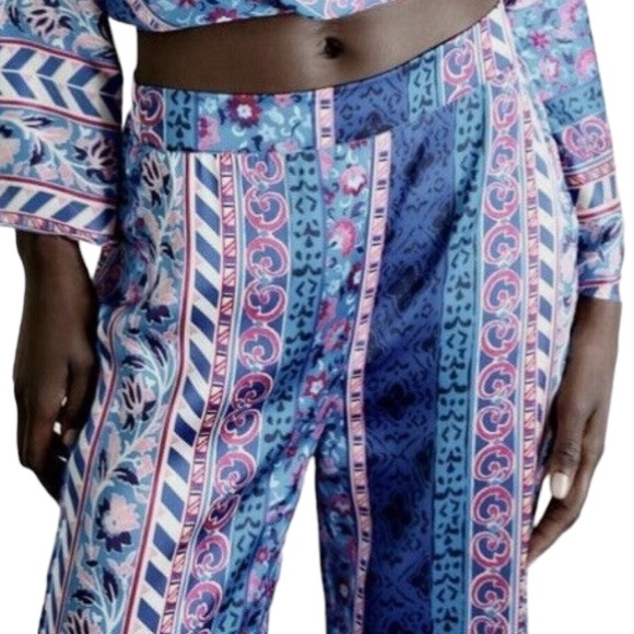 Zara Pants Satin Effect Boho Wide Leg Floral Print Pants Women’s Size XS - Picture 4 of 16